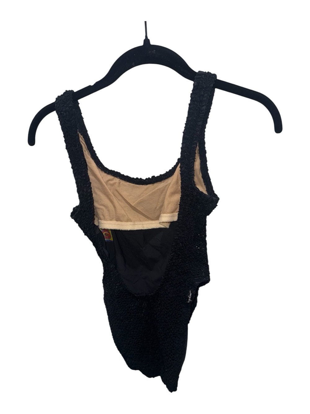 Tango Rose Black Textured One Piece Swimsuit Open Back Built In Bra Small - Picture 4 of 8